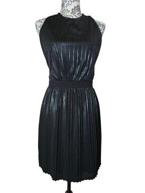 Gentle Fawn Black Shimmery Pleated Backless Cocktail Dress Size 6